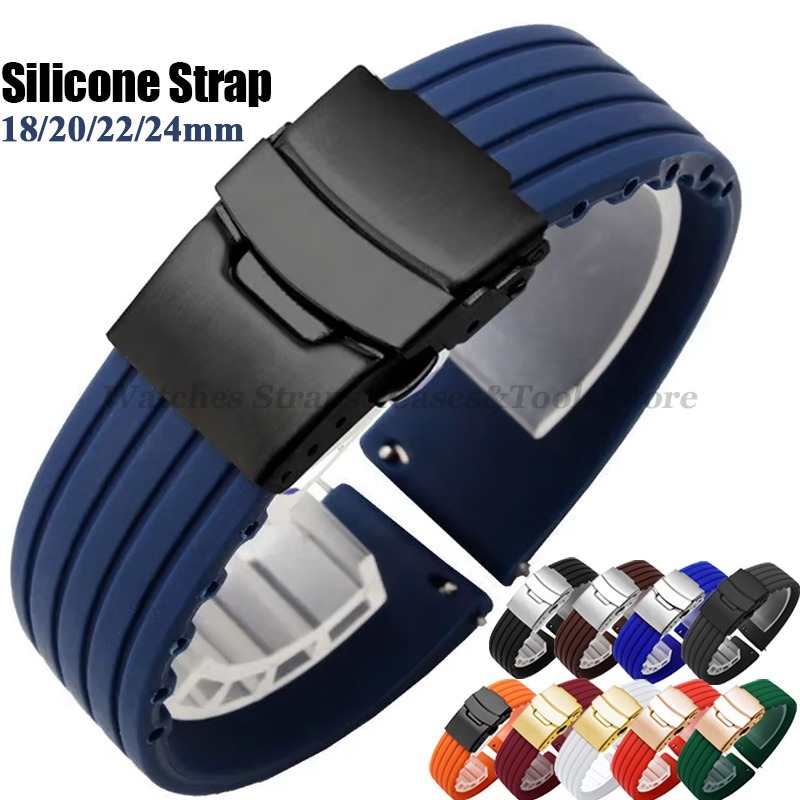 Suede Strap Watch - 18mm 20mm 22mm 24mm Silikonowy pasek